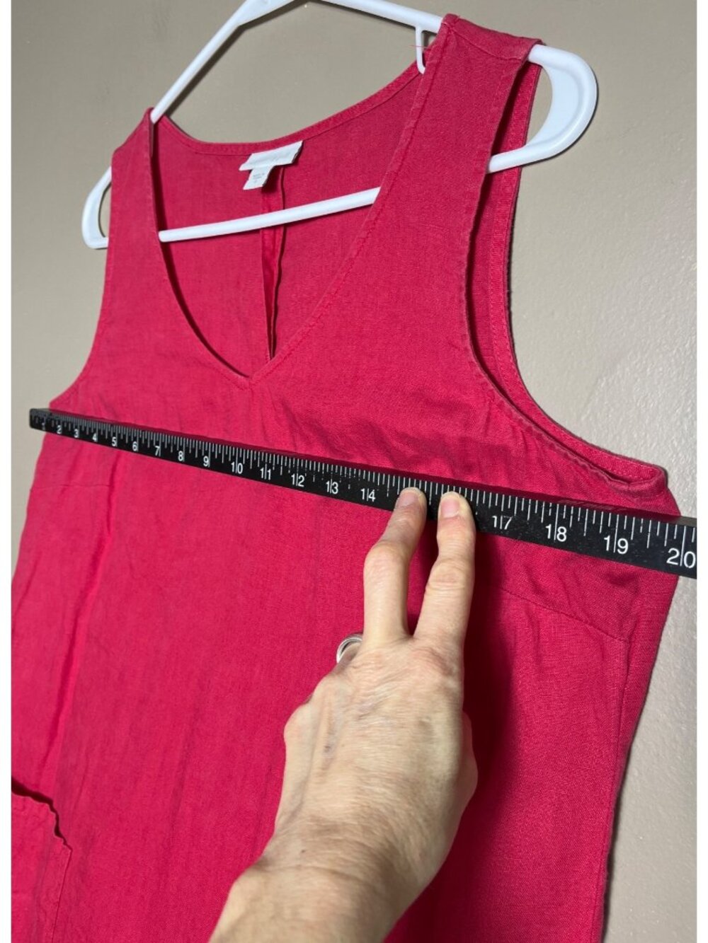 J Jill Red Linen Dress Maxi Casual Coastal Summer Festival Resort Pockets Wom S - Picture 4 of 10